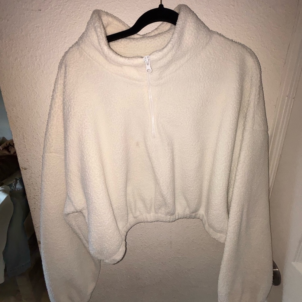 Cozy Cream Fleece Pullover Jacket